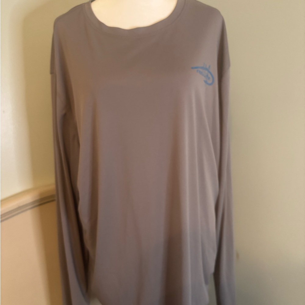Reel Life Gray Long Sleeve Shirt with Blue Logo